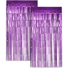 Zink Foil Curtain Backdrop (Purple), Tinsel Streamers for Photo Booths- 2 Pack