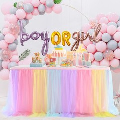 Rainbow Table Skirt for Birthday Party 6ft Unicorn Tulle Tutu Table Skirt for…