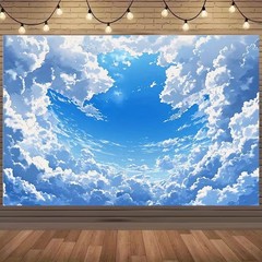 Blue Sky White Clouds Backdrop Photo Background Birthday Baby Shower Party Decor