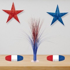 Red Silver and Blue Metallic Spray Centerpiece 19″ Foil Patriotic Red White Blue