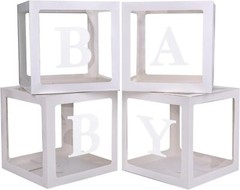 PABUES Baby Boxes with 4 PCS Letters for Baby Shower White Clear Balloon Box …