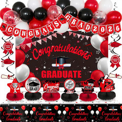 Red and Black Graduation Decorations 2026, Class of 2026 Graduation Party Decora