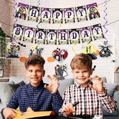 Halloween Birthday Decorations Banner and Hanging Swirls, Halloween Decorations