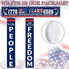 3 Pack 250th Anniversary Decoration 1776-2026 250 Years Anniversary Banners 4th