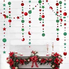 1Pc 13ft Glittering Red and Green Christmas Decoration Garland Banner