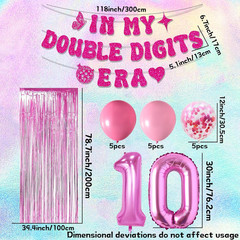 10Th Birthday Decorations Pink in My Double Digits Era Banner Double Digits Birt