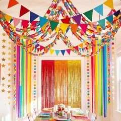 Rainbow 574 ft Crepe Streamers 700 Sheets Chains Garland Colorful Strips 26 f…