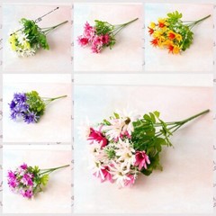 4 Artificial Daisy Flower Branches with 18 Heads for Joyful Weekend Party Decor