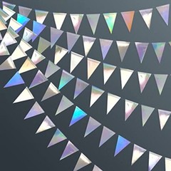 40Ft Iridescent Party Decorations Holographic Hanging Triangle Pennant Banner…