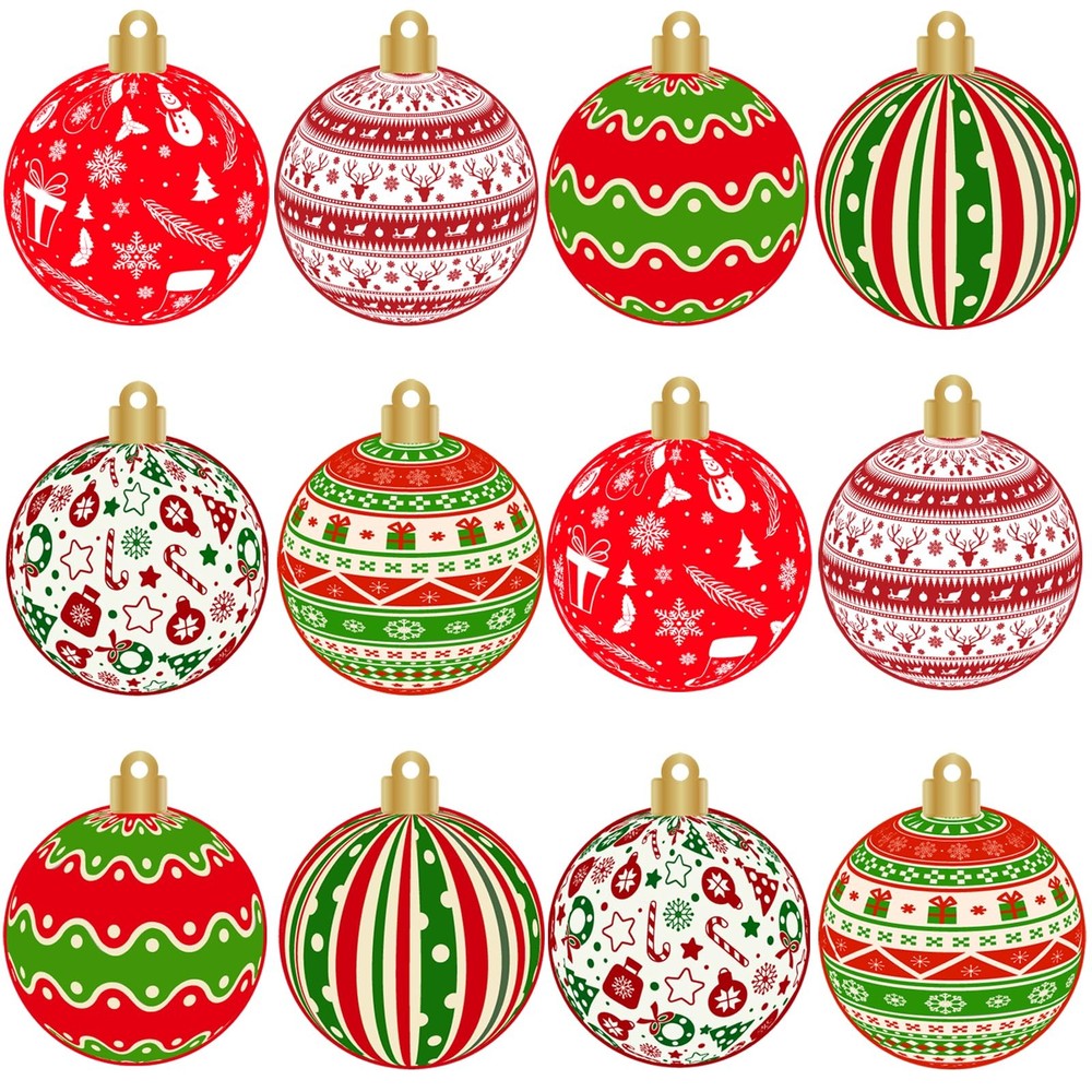 54 PCS Ornaments Christmas Ball Cutouts Paper Bulletin Board Decorations