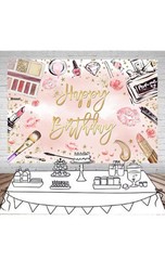 Mocsicka Makeup Birthday Backdrop Spa Makeup Happy Birthday Backdrop Girls’ Birt