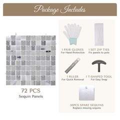 Instahibit 8.5×10 Ft Backdrop Stand w/ 72 Shimmer Wall Panels for Party Silver