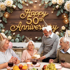 Happy 50Th Anniversary Decorations Banner, 50Th Wedding Anniversary Party Decora