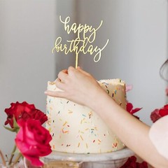Thicken Mirror Acrylic Happy Birthday Cake Toppers, Happy Birthday Sign for G…