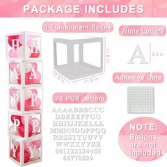 White Transparent Balloon Boxes, Clear Baby Boxes with 78 Letters for Custom …