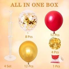 4 Set Table Balloon Holder Stand Kit Red with String Light Centerpieces Decor…
