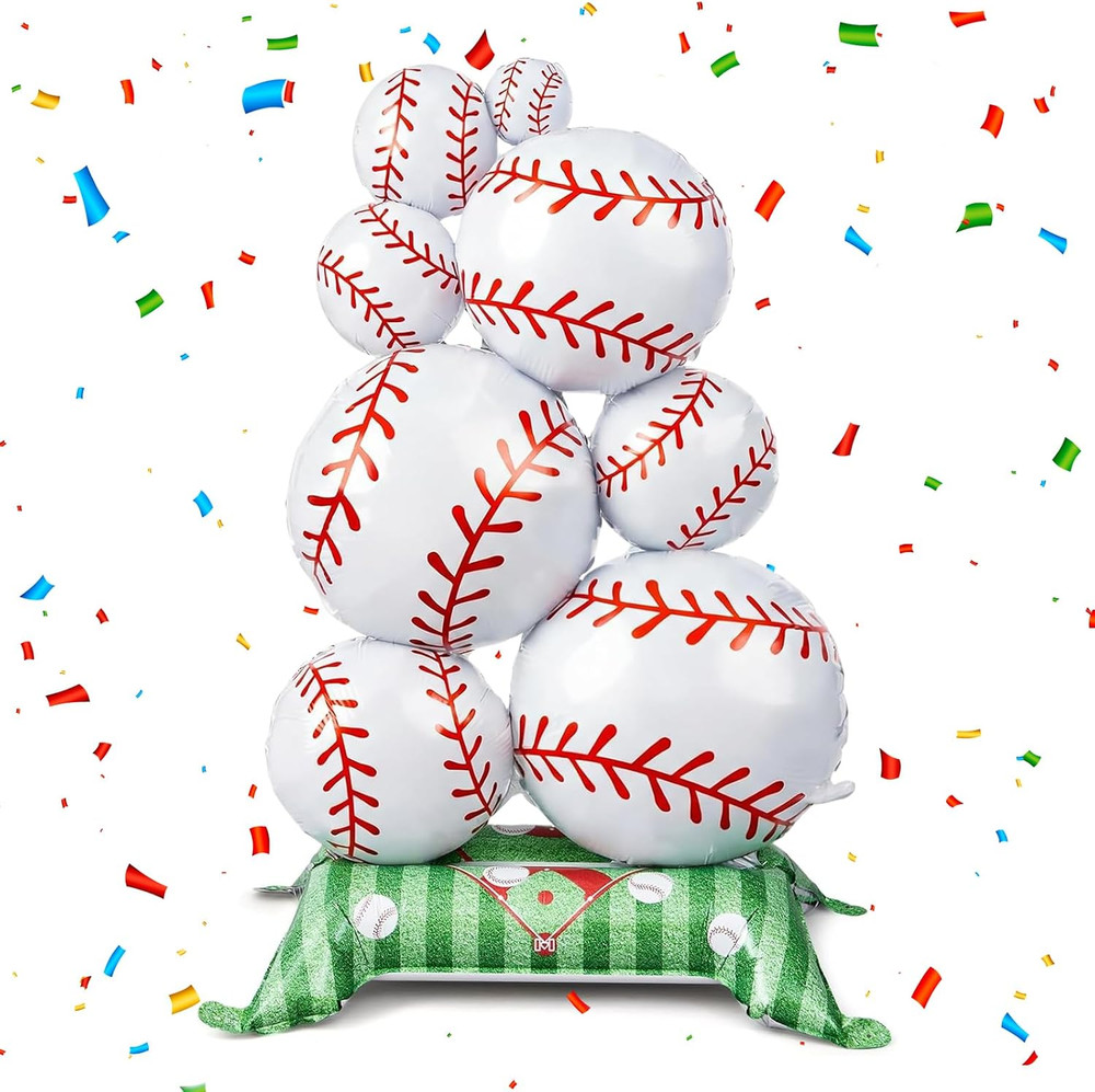 Baseball Balloons, 3.5Ft Giant Self Standing Baseball Party Decorations | 1Pcs B