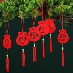 6pcs Chinese Lantern Ornaments New Year Flannel Pendant Spring Festival E4