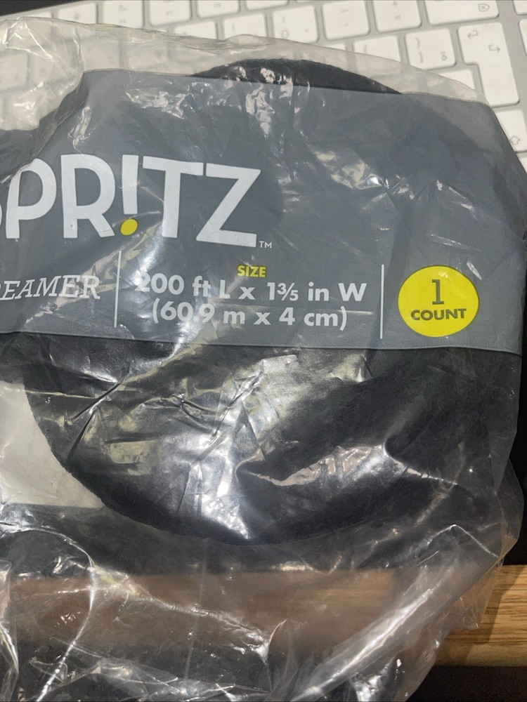 200ft L x 1¾ in W Crepe Streamer, Black , 1 Count by Spritz