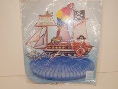 1992 Pirate Birthday Decorations Honeycomb Paper Fantasies NOS Ship Parrot