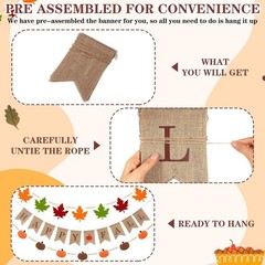 VitalCozy 3 Pcs Pre Strung Happy Fall Banner Felt Happy Fall Garland