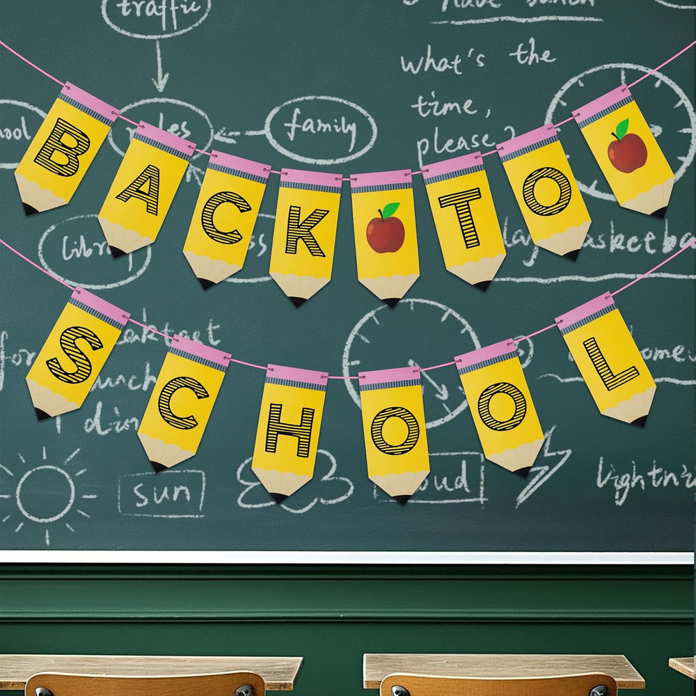 Back to School Banner Welcome Back to School Supplies First Day of School Sign C