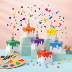 6 Pcs Art Paint Party Decoration Box Rainbow Splatter Painting Party Supplies…