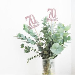 10 PCS Double Sided Rose Gold Glitter Fabulous 70th Birthday Centerpieces