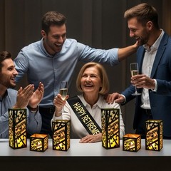 12 PCS Happy Retirement Party Table Decorations Black Gold Centerpiece Lantern