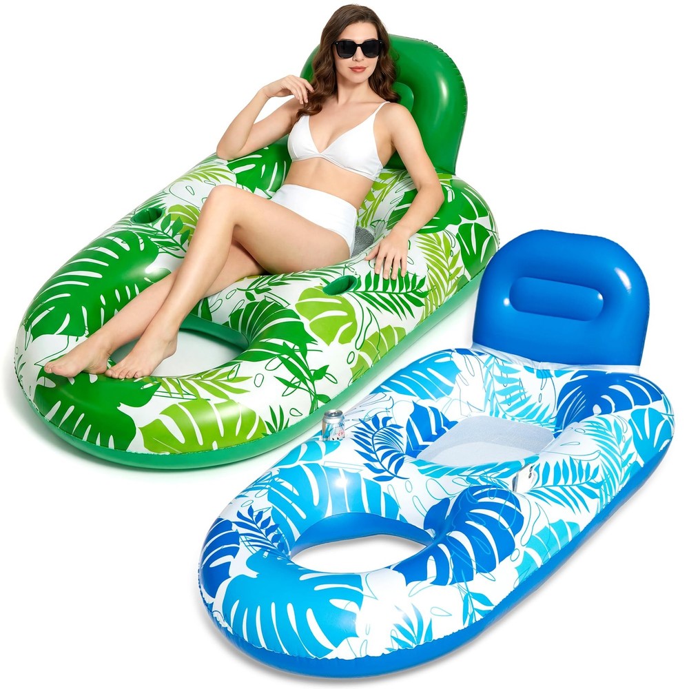 FindUWill 2 Pack Inflatable Pool Floats Adult 65″x42″ Inflatable Pool Float L…