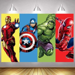 Super Hero Avengers Backdrop Boys Happy Birthday Party Photo Background Banner