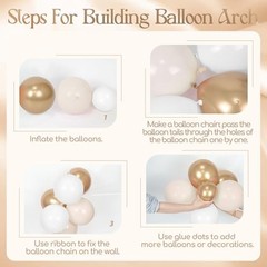 Boho Birthday Decorations with Sand White Nude Metallic Gold Foil Balloons