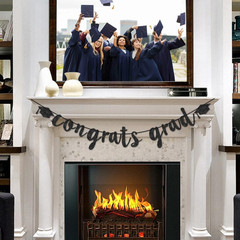 Congratulations Graduation Decorations Class of 2026, Pre-Strung Black Glitter C