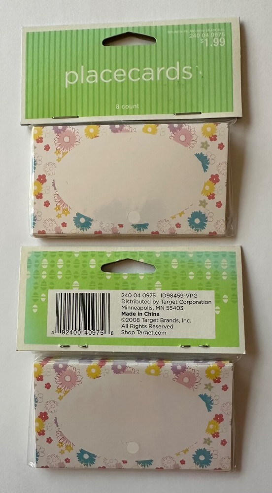 Spritz 8 count Placecards Cardboard White Pastel Flowers Design (2 pk-total 16)