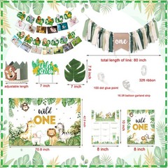 Wild Birthday Decorations,Jungle Safari Animal Theme First Birthday Decoratio…