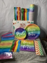 Rainbow Pride Decorations Dinnerware Party Set NEW In Box