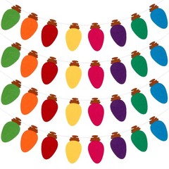 4Pcs Felt Christmas Light Bulbs Garland Colorful Holiday Banner Decor
