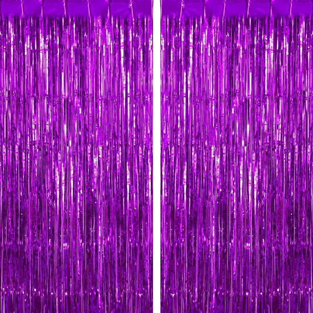 2 Pack Fringe Curtains Foil Shiny Fringe Backdrop Tinsel Door Streamers Foil …