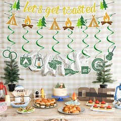 Refavor Camp Bachelorette Decorations – 10PCS Let’s Get Toasted Banners Green