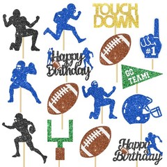 16PCS Glitter Football Party Centerpiece Sticks Birthday Decorations Table Sport