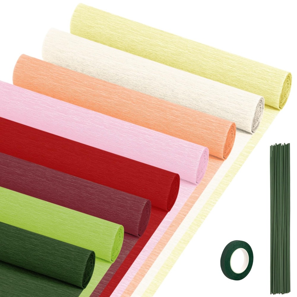 Crepe Paper Streamers 8 Rolls, 10 x 98Inch 8 Colors Crepe Paper Sheets for Ch…