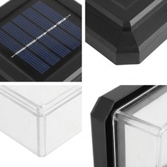 Black Solar Fence Light LED Fits Multiple Sizes Fence Posts Weatherproof Design