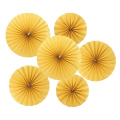 6Pcs 8″/12″/16″ Paper Fans Hanging Decoration Round Fans with Pearl Gold