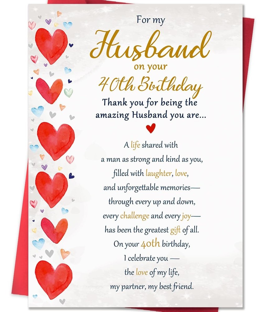 Beixian 40th Birthday Card Gifts for Husband from Wife, 5×7 inches, BX277