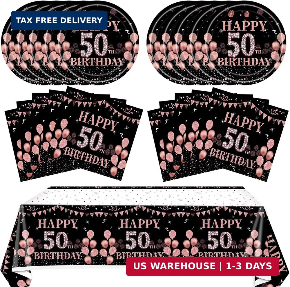 41Pcs 50Th Birthday Decorations for Women,Rose Gold Black 1976 Party Supplies Ki