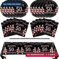 41Pcs 50Th Birthday Decorations for Women,Rose Gold Black 1976 Party Supplies Ki