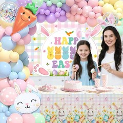 138pcs Easter Balloon Arch Kit Happy Easter Colorful Party Decoration Rainbow…