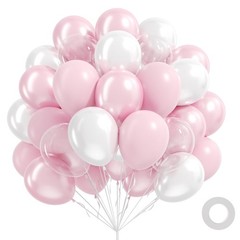 60pcs Pink and White Balloons 12inch, Clear Pearl White Pink Balloons for Wed…