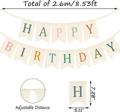 Happy Birthday Burlap Banner Boho Birthday Garland Bunting Sage Green Pink Bohem