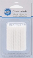 Wilton Birthday Candles 2.5″, White Striped Spirals, 24/Pkg